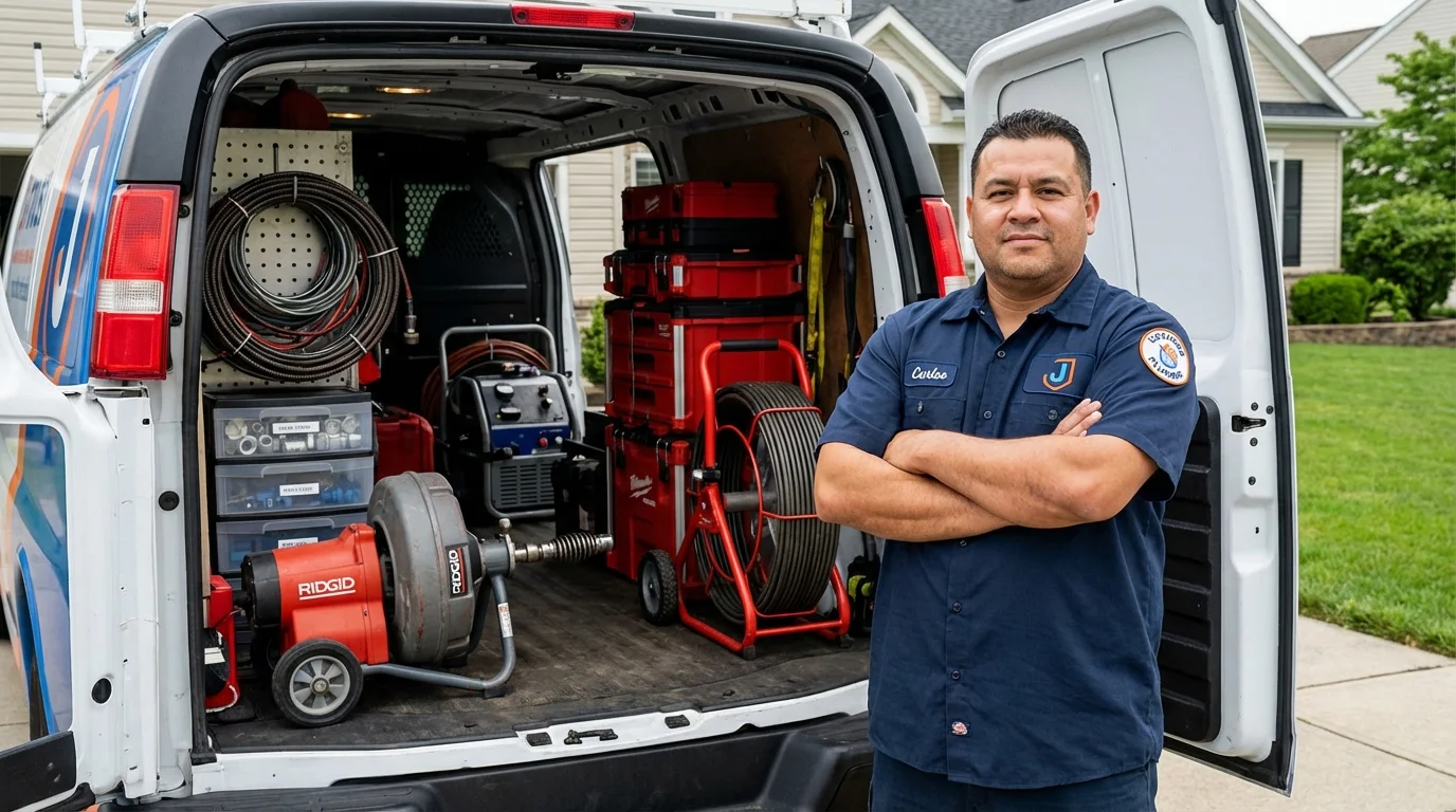 Professional drain cleaning equipment and Johns Plumbing LLC plumber in Taylors Falls