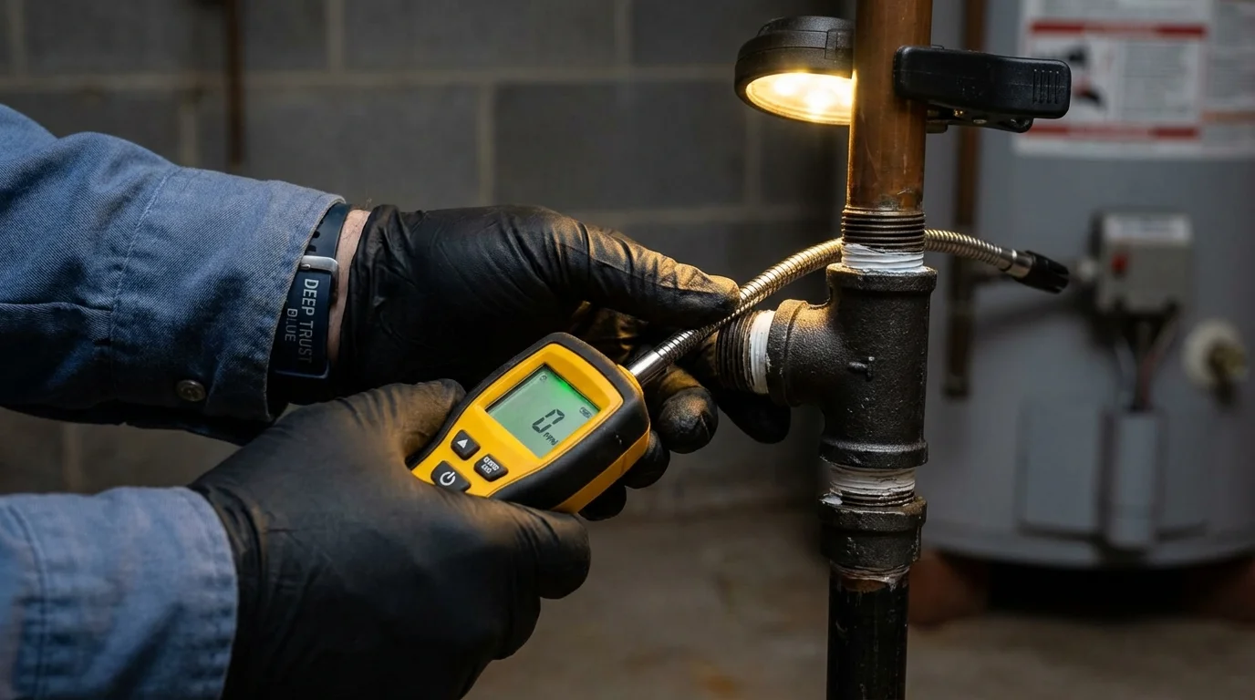 Gas leak detection with electronic sniffer by Johns Plumbing LLC in Taylors Falls