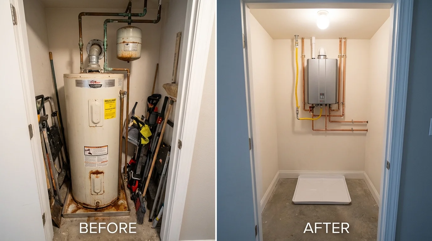 Tank water heater versus wall-mounted tankless unit comparison for Taylors Falls, MN homeowners