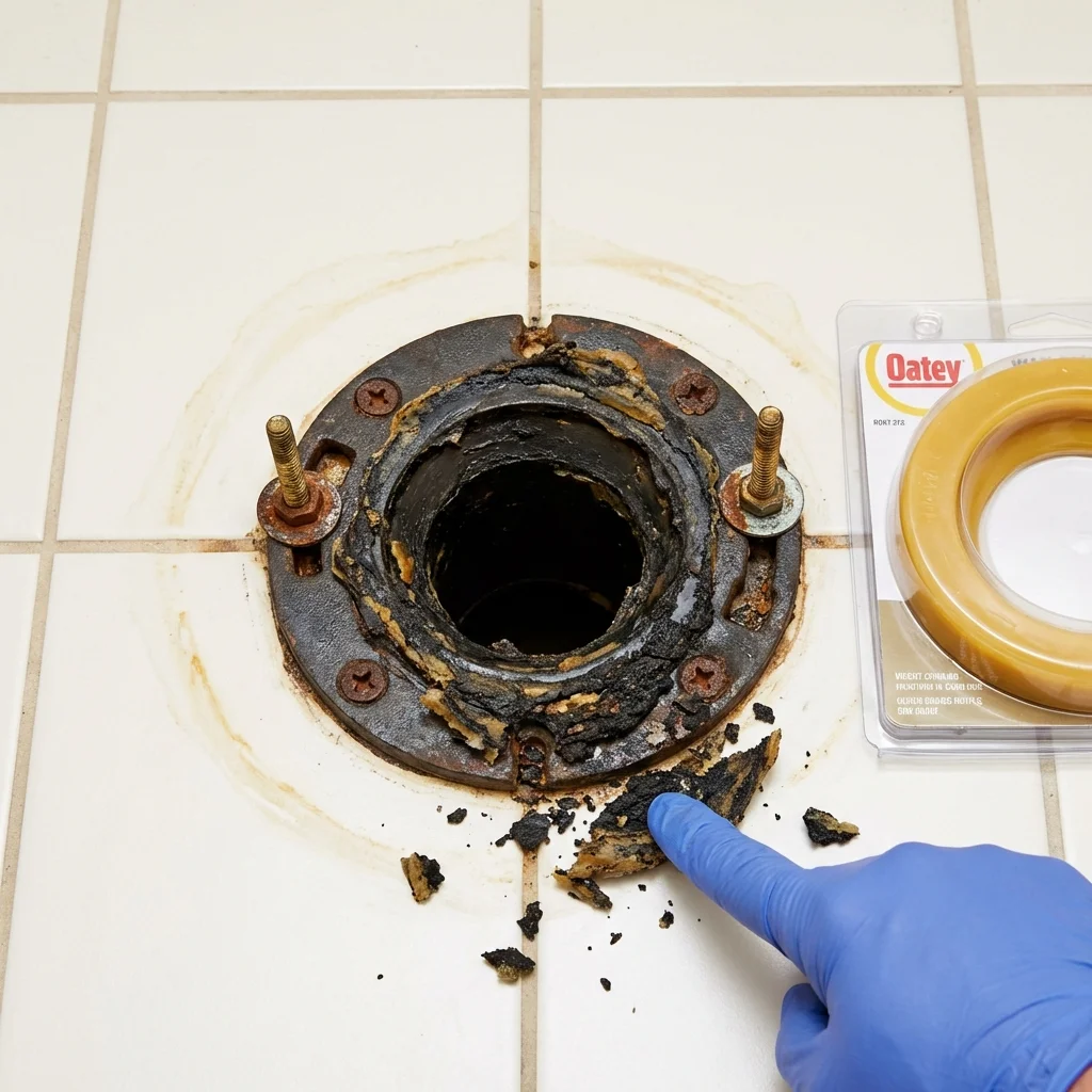 Failed wax ring showing water seepage at the base of a toilet in a Taylors Falls, MN home